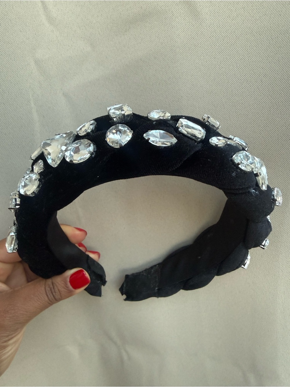 Embellished Black Velvet handmade Gemstone Headband